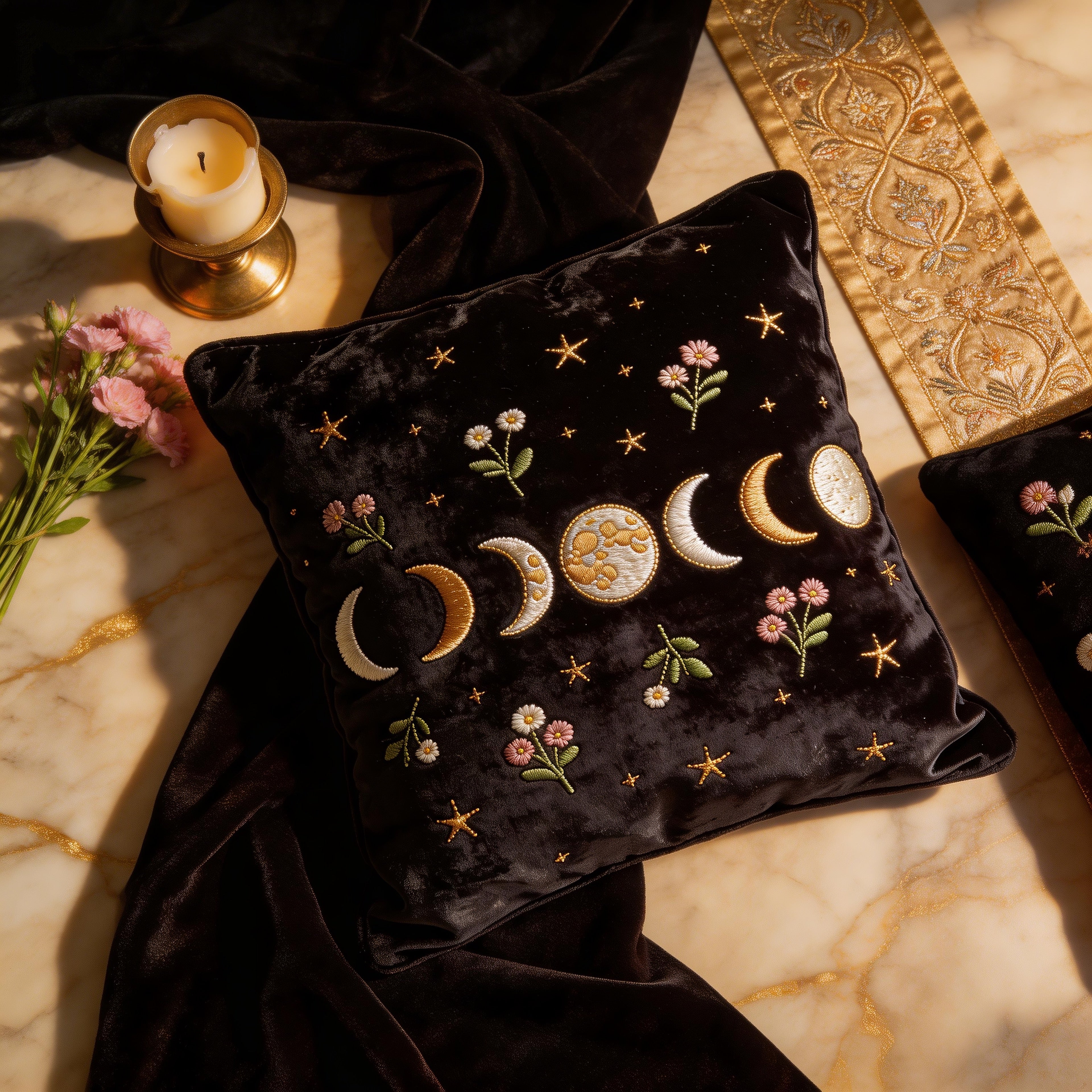 Moon Phases Throw Pillow