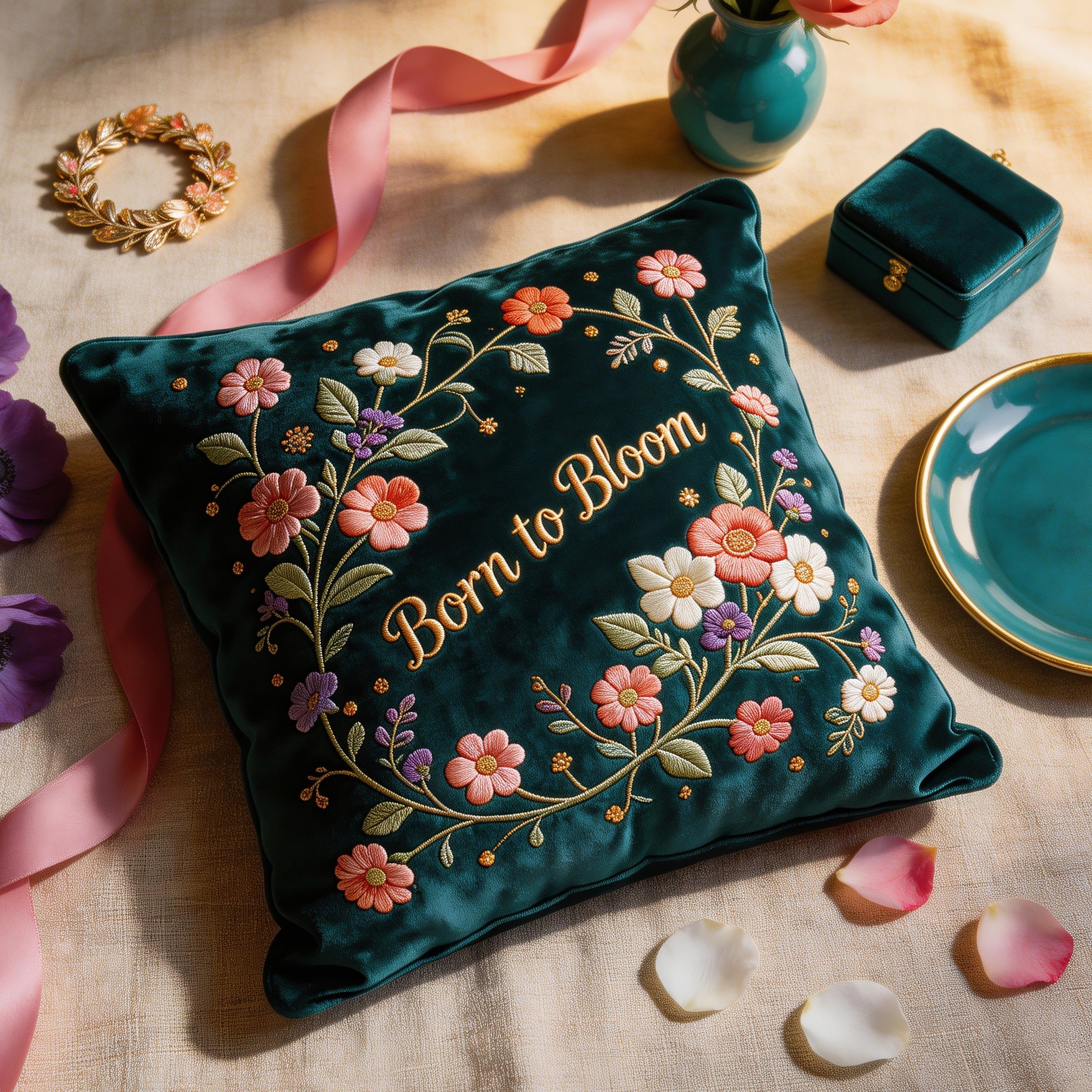 Born To Bloom Throw Pillow