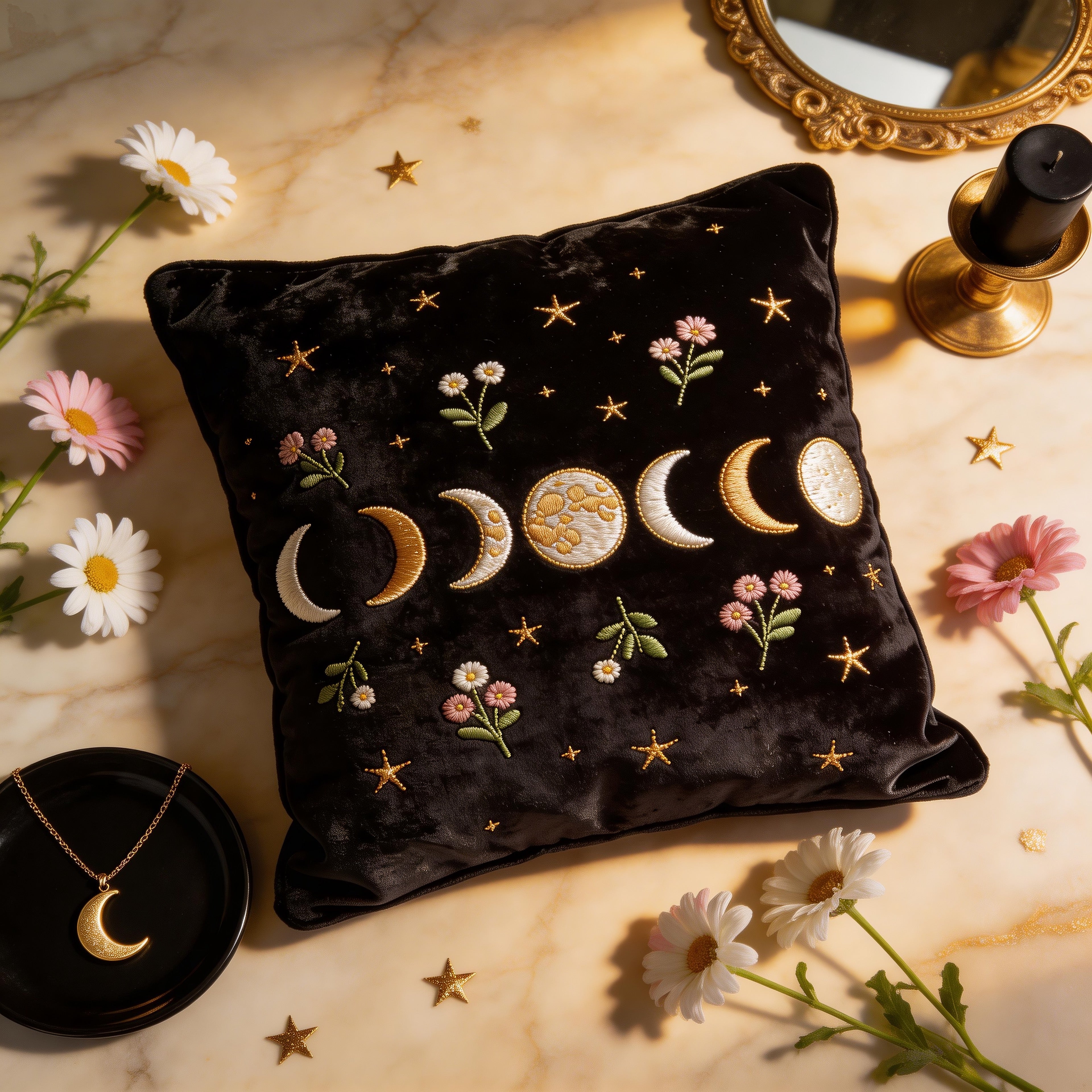 Moon Phases Throw Pillow