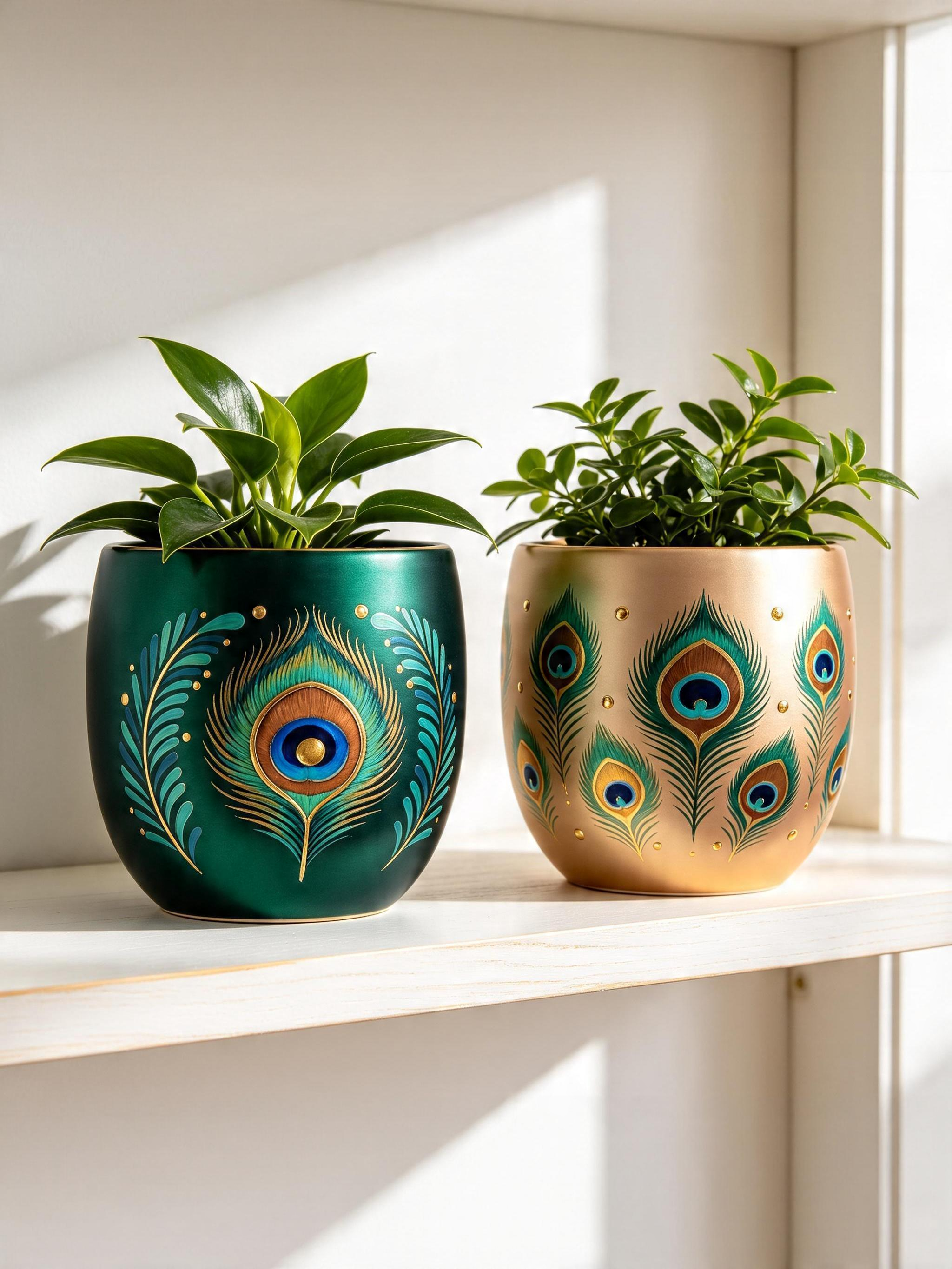 Golden Peacock Planter (Set of 2)