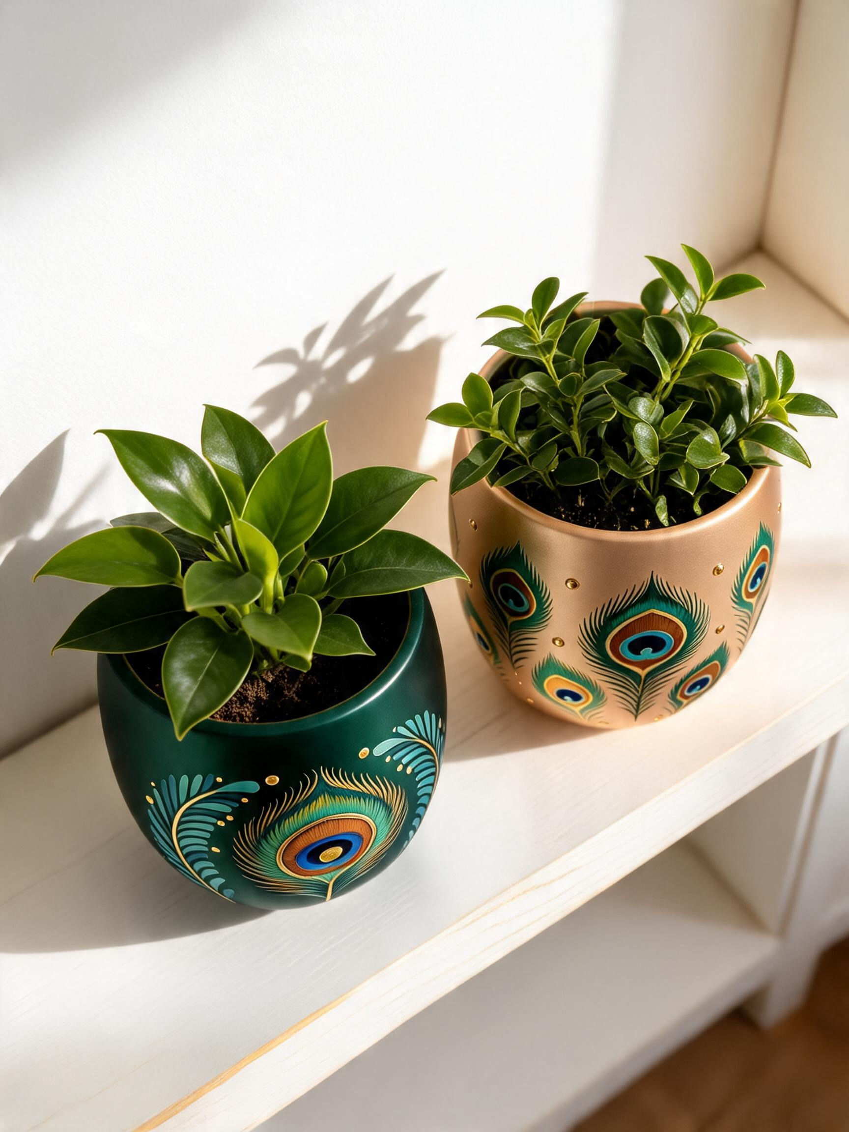 Golden Peacock Planter (Set of 2)