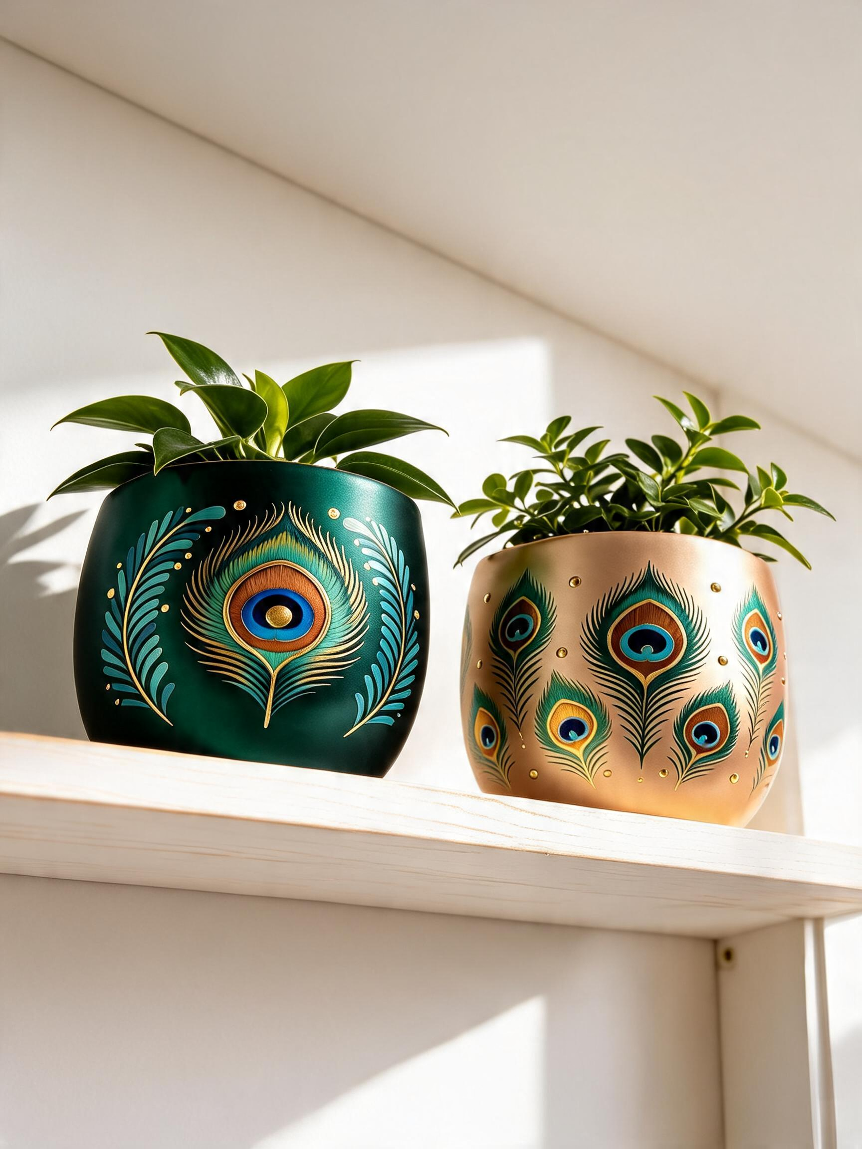 Golden Peacock Planter (Set of 2)
