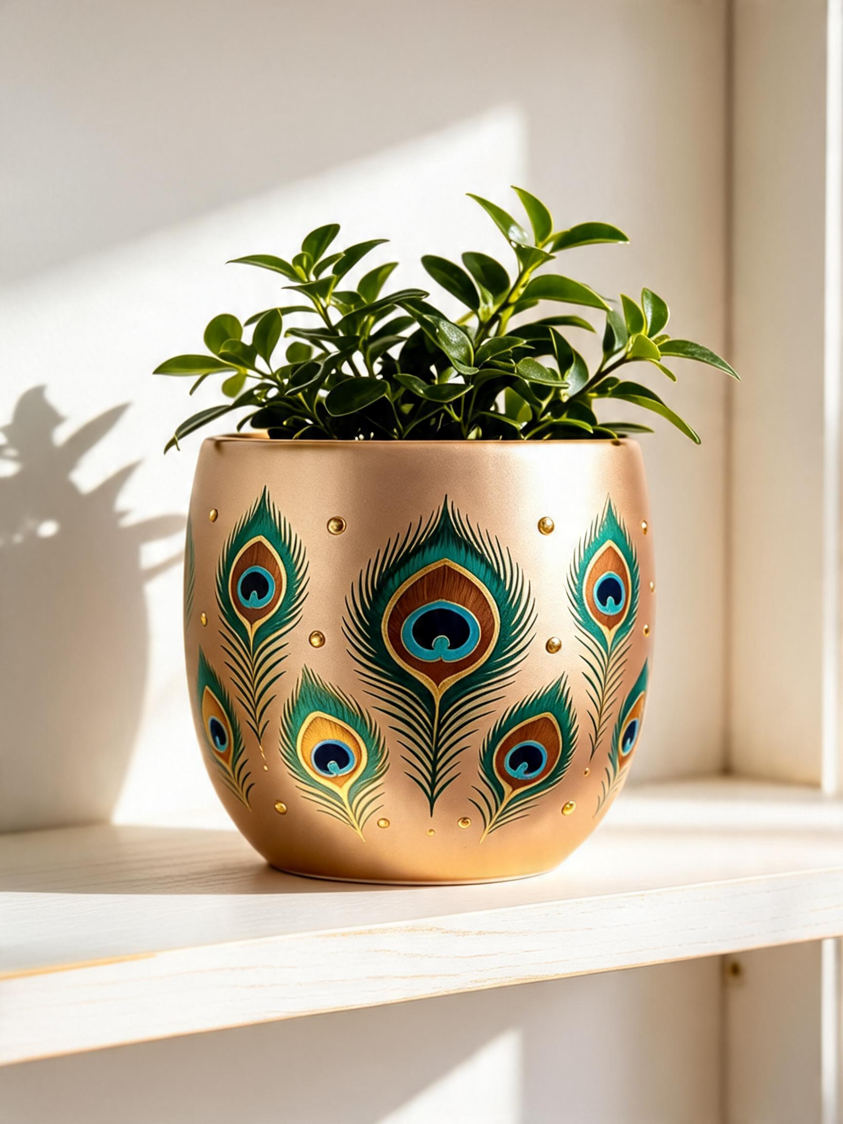 Golden Peacock Planter (Set of 2)