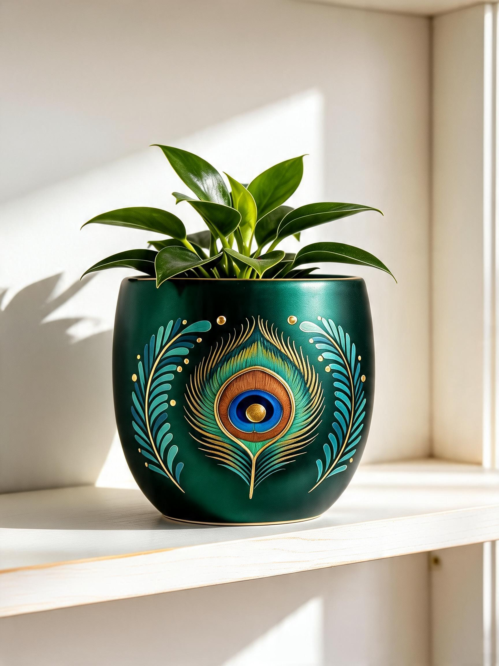 Golden Peacock Planter (Set of 2)